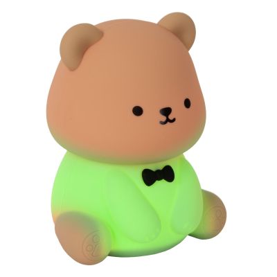 Lucide PINCHA BEAR - Rechargeable Table lamp Children - Battery pack- LED 3 StepDim - 1x0,5W 2100K - Rgb - Brown